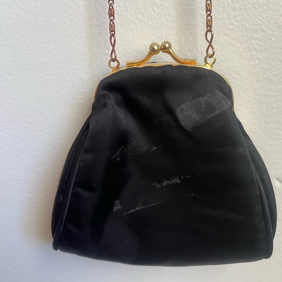 Black Mini Petite Crossbody Bag Purse Handbag Gold Chain Micro Dainty Gold Chain - Picture 2 of 6